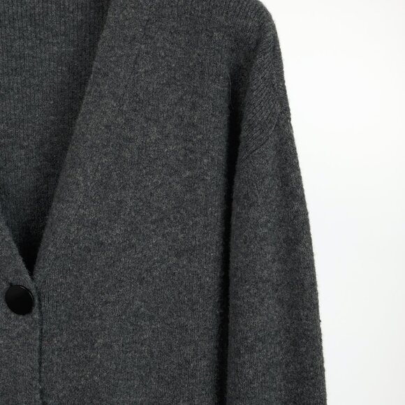 Alexander Wang Charcoal Wool-Blend Crystal-Cuff Cardigan - Picture 4 of 9